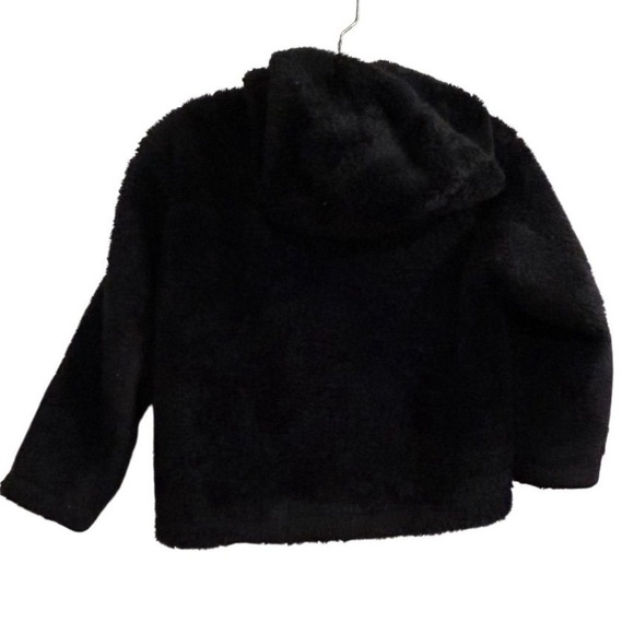 Uniqlo Kids Sherpa Fleece Hooded Jacket Black Size 7-8 Winter Warm Zip - Picture 8 of 9